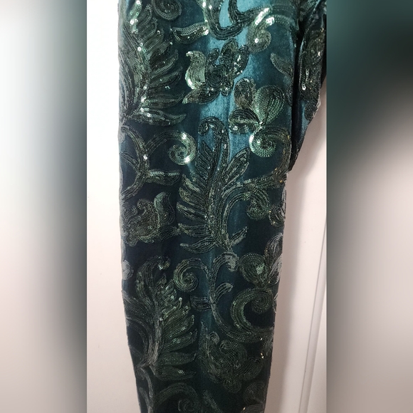 Ashro FULLY (Front & Back) Sequined Renita Green Velvet Leggings Size 3X - Picture 4 of 5